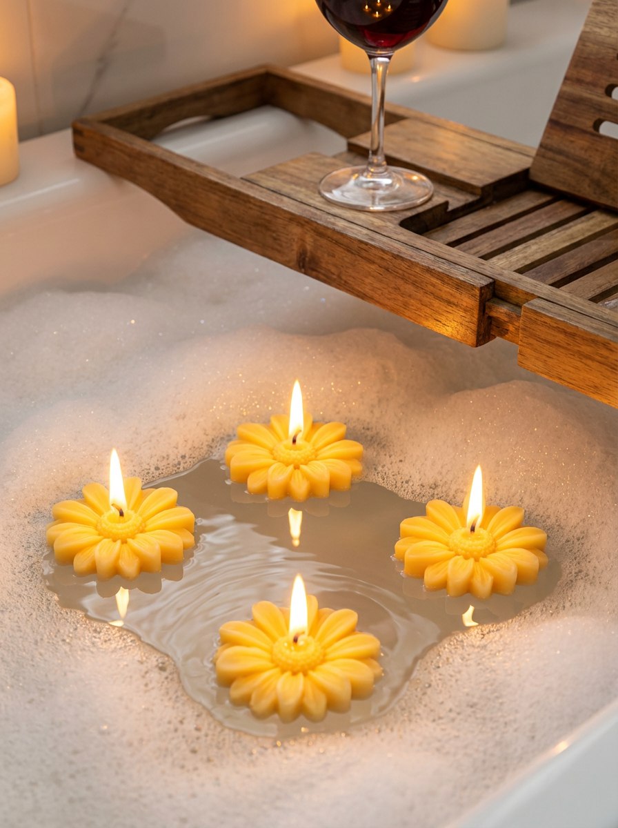 🕯️KIT "Margarita - 4 velas flotantes" "Caja de Luz"